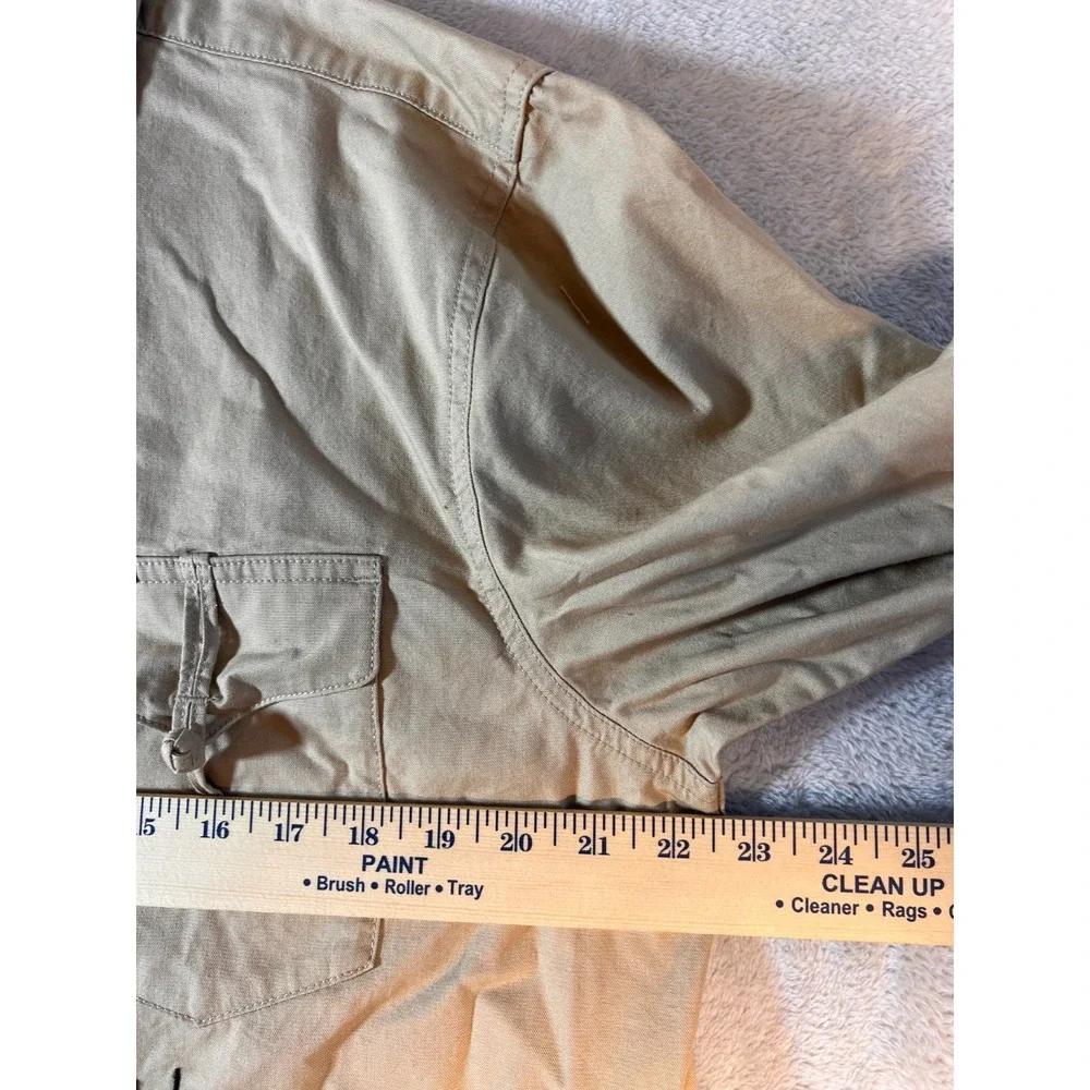 Rare Lee Tan Button‎ Up Shirt Mens Size XL Chinese Forbidden City Crane Bird Tan